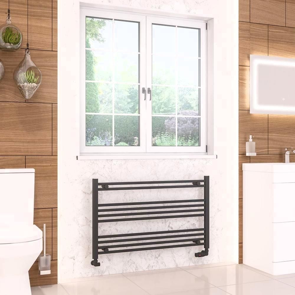 Eastbrook Wendover Straight Vertical Heated Towel Rail in Matt Black