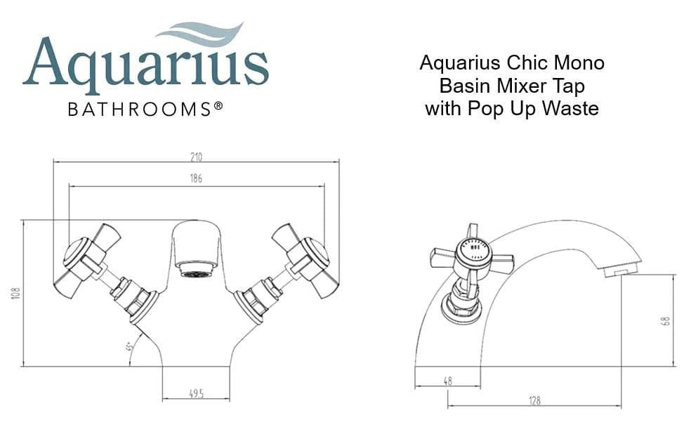 Aqaurius Mono Basin Tap Aquarius Chic Basin Mixer Tap with Pop-Up Waste