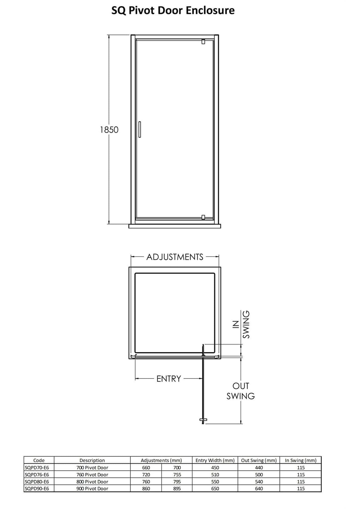 Aquarius Bathrooms Pivot Shower Door Aquarius Urbano 6mm Pivot Shower Door