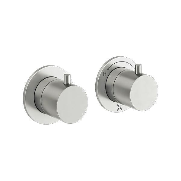 Crosswater Concealed Shower Valve Brushed Stainless Steel Effect Crosswater MPRO Module 2 Outlet, 2 Handle Concealed Thermostatic Shower Valve