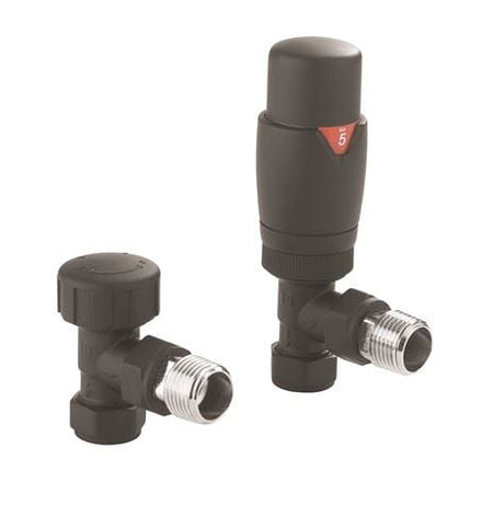 Crosswater Radiator Valve Matt Black Crosswater Angled Thermostatic Radiator Valves