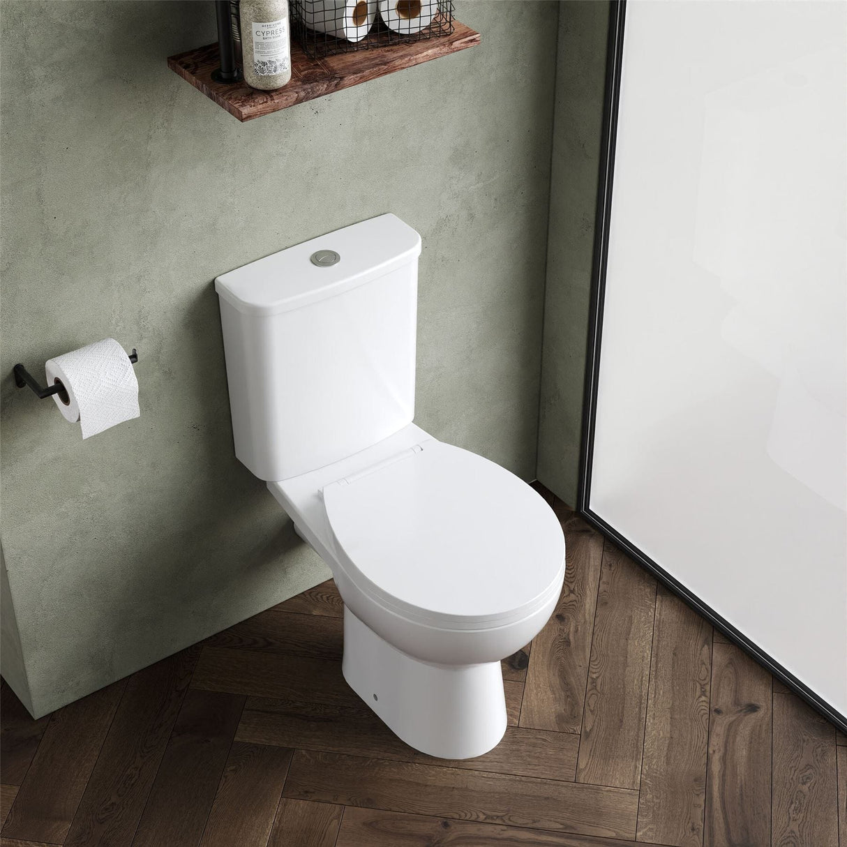 Aquarius Bathrooms Close Coupled Toilet Aquarius Origin Rimless Close Coupled Open Back Toilet with Soft Close Seat