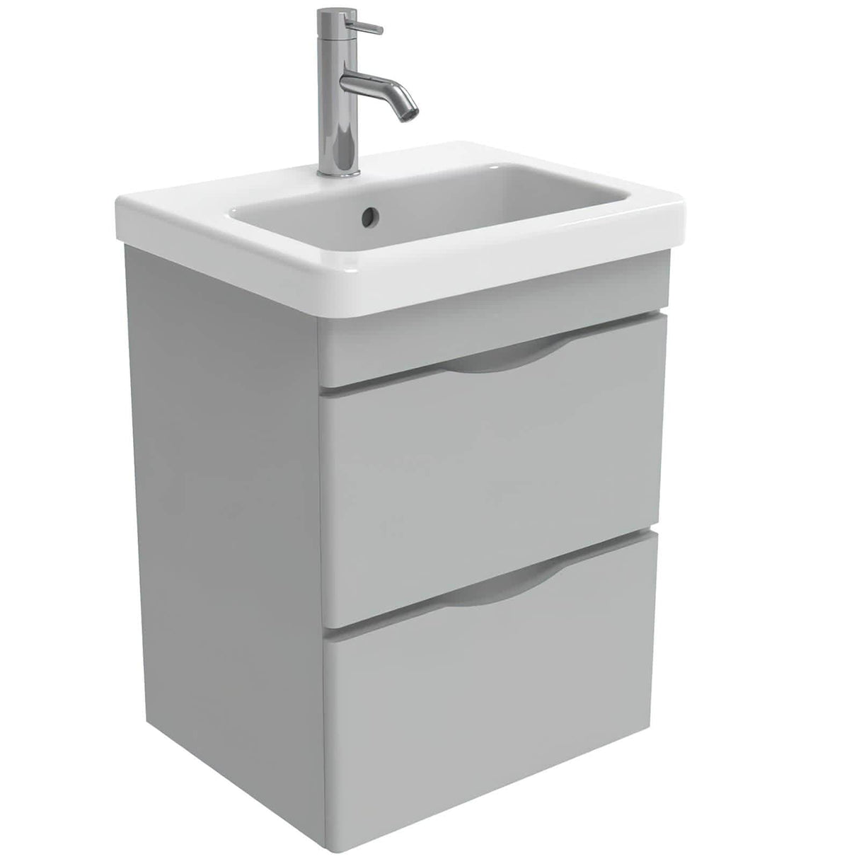 Saneux Wall Mounted Unit Dove Grey / 1 Hole Saneux Indigo Vanity Unit With Basin - 600 x 400mm - Two Drawer - Wall Mounted