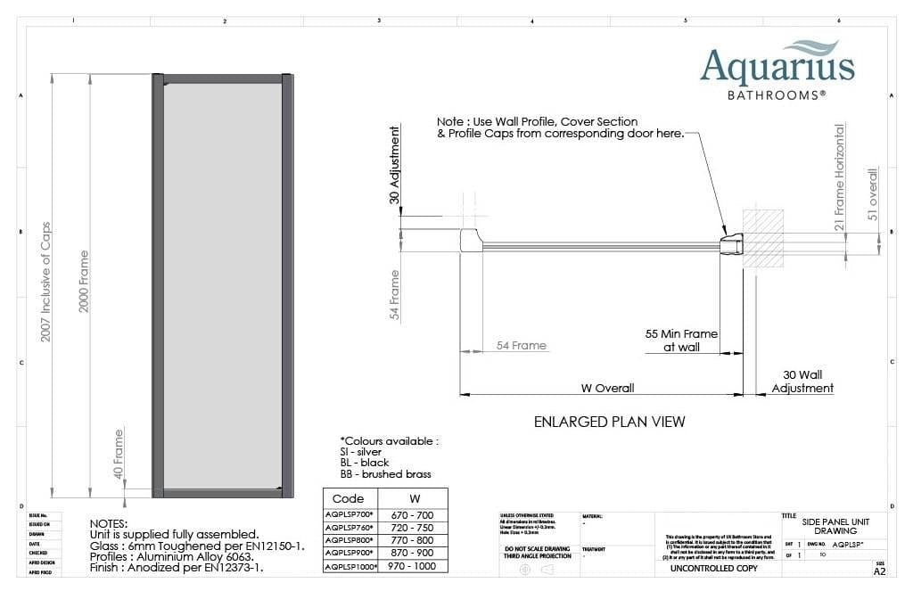 Aquarius Shower Door Aquarius Pluvia 6mm Shower Door Side Panel