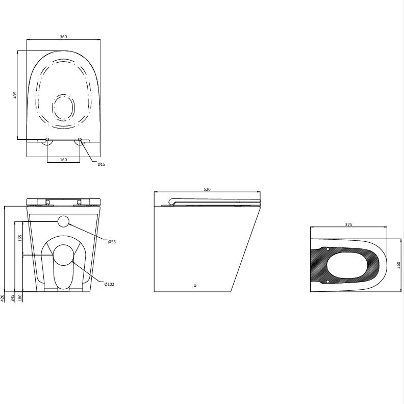 Crosswater Wall Hung Toilet Crosswater Mada Round Back to Wall Rimless Toilet with Soft Close Seat