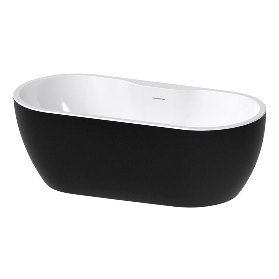 Aquarius Luxor Freestanding Soaking Bath Tub - 1650 x 745mm - Gloss Black