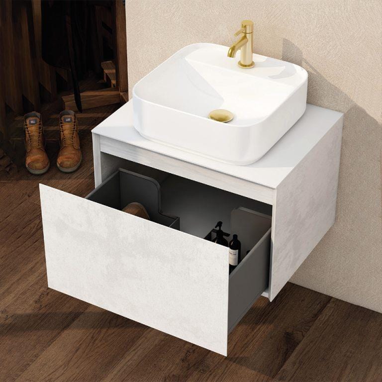 Aquarius Wall Mounted Vanity Unit Aquarius JF-Series 600mm Single Drawer Vanity Unit with Countertop