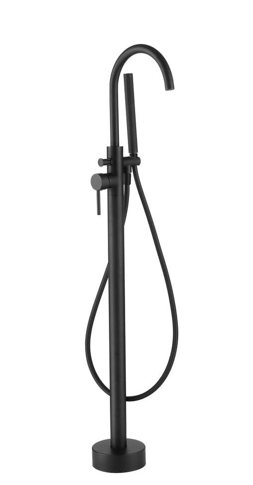 Aquarius Freestanding Bath Filler Matt Black Aquarius RF-Series Floor Standing Bath Shower Mixer with Shower Kit