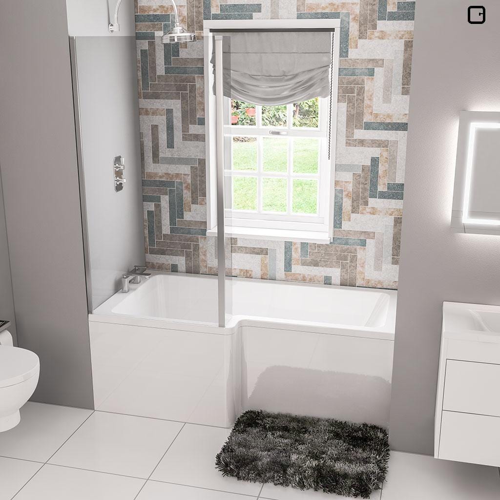 Eastbrook L-Shaped Shower Bath 1500 x 850mm / Reinforced / Left Handed Eastbrook Portland L-Shape Shower Bath