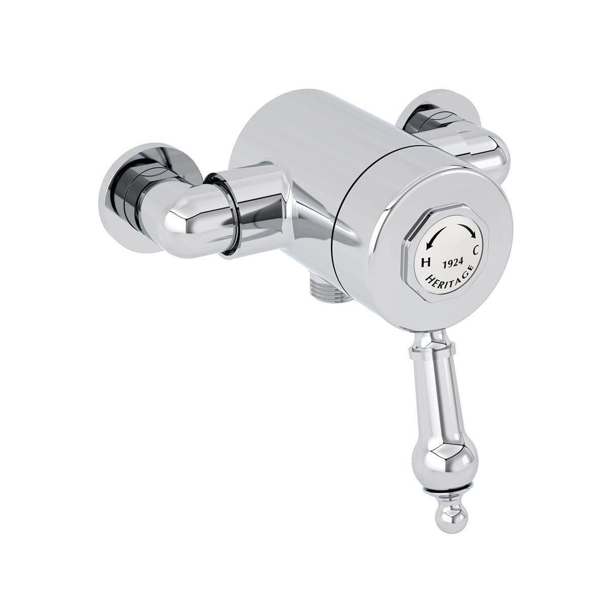 Heritage Exposed Shower Valve Chrome / Bottom Outlet Connection Heritage Glastonbury Exposed Thermostatic 1 Outlet, 2 Handle Shower Valve
