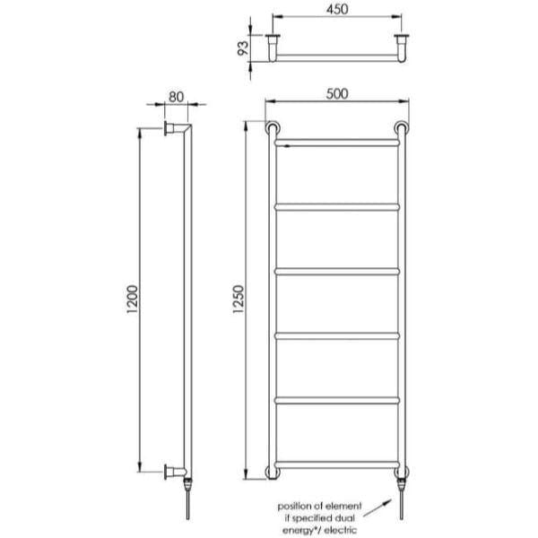 Vogue Ladder Rail Vogue Vivid Straight Heated Towel Rail in Chrome