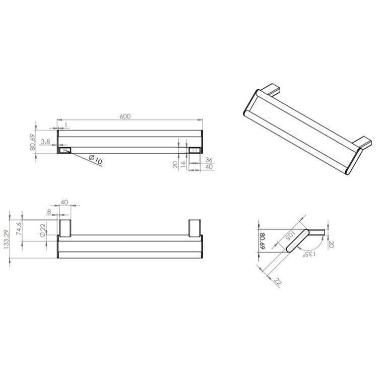 Miller Towel Rails and Rings Miller Boston Double Towel Rail in Chrome
