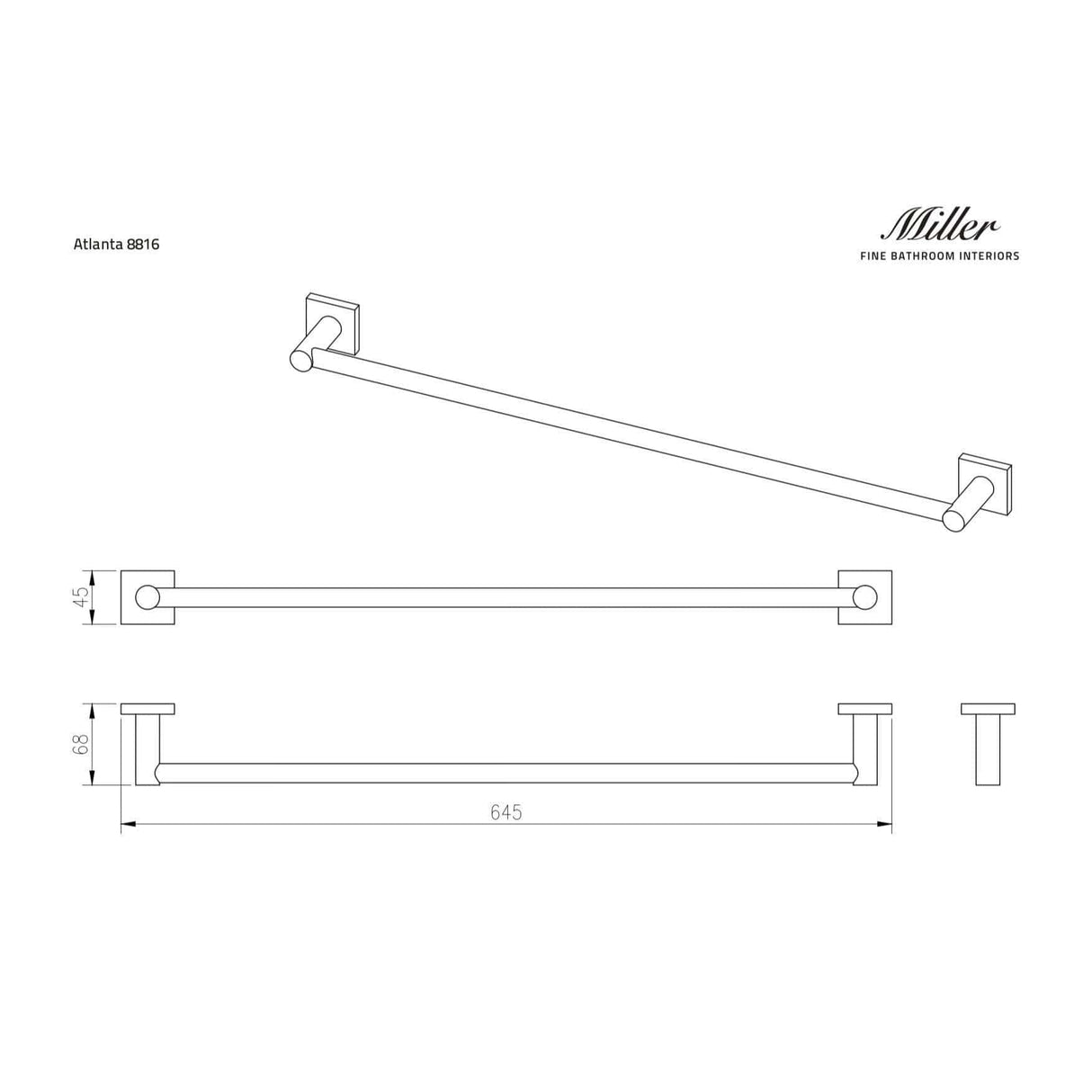 Miller Towel Rails and Rings Miller Atlanta Towel Rail
