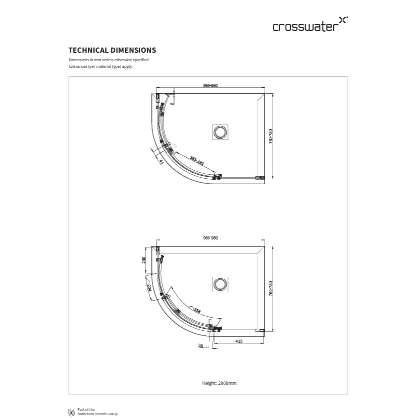 Crosswater Quadrant Shower Enclosure Crosswater Optix Single Door Quadrant Shower Enclosure
