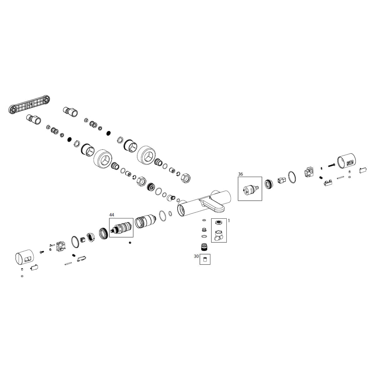 Villeroy & Boch Bath Shower Mixer Villeroy & Boch Universal Wall Mounted Thermostatic Round Bath and Shower Mixer Tap