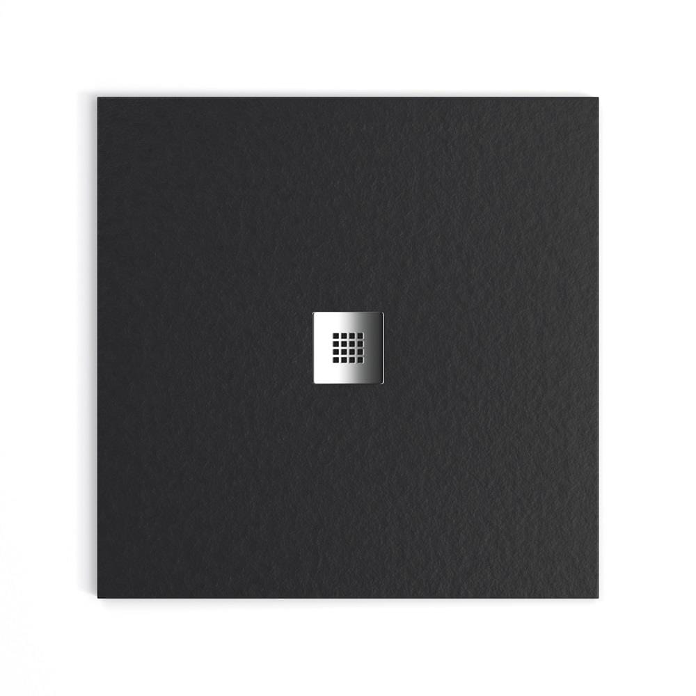 Aquarius Bathrooms Rectangle Shower Tray Aquarius Honiston Mineral Composite Slate Effect Shower Tray in Midnight Black