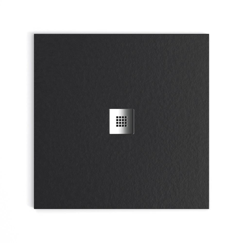 Aquarius Rectangle Shower Tray Aquarius Honiston Mineral Composite Slate Effect Shower Tray in Midnight Black