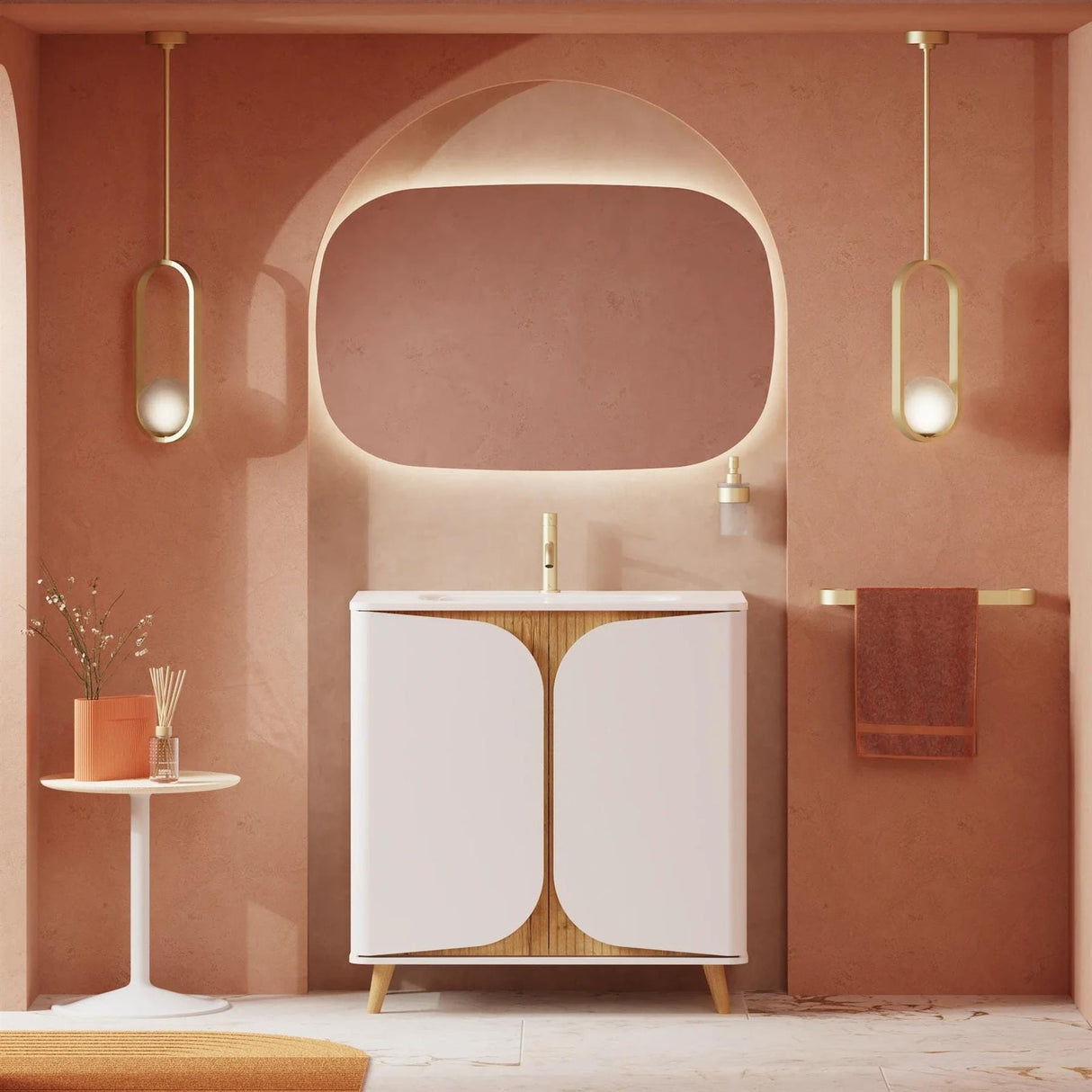 Crosswater Floor Standing Vanity Unit Matt White / Crosswater Tambour Basin - 1 Tap Hole - White Crosswater Tambour 800mm Floor Standing Two Door Vanity Unit with Basin or Worktop