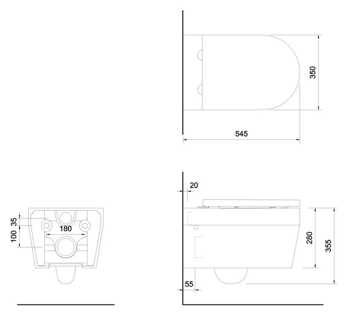 Britton Wall Hung Toilet Britton Stadium Wall Hung Toilet with Soft Close Seat in Gloss White