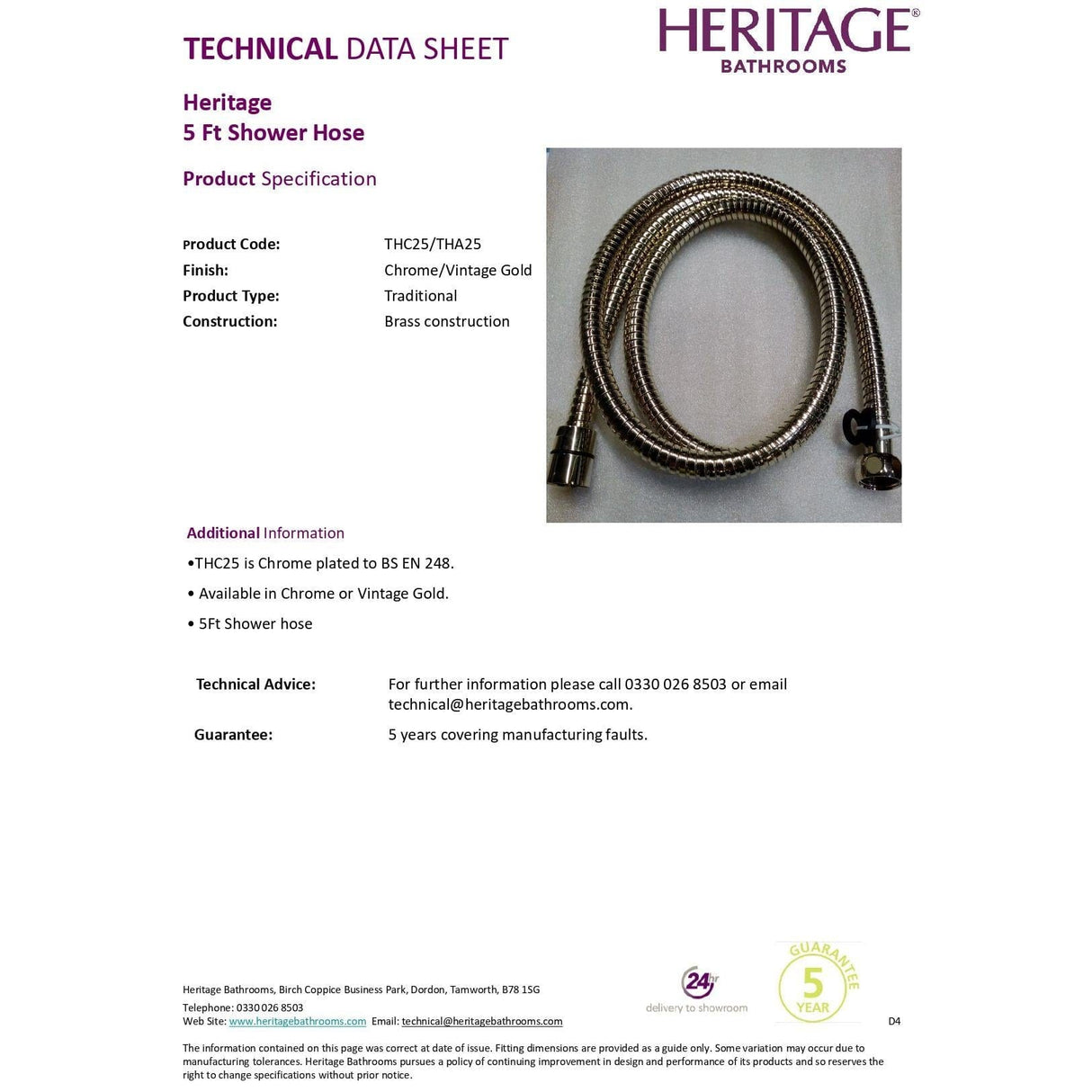 Heritage Shower Hose Heritage 5 Foot Shower Hose