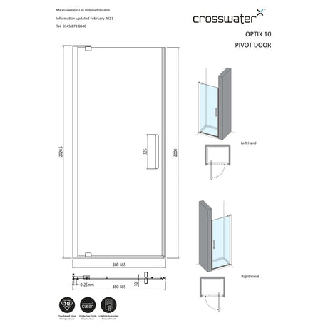 Crosswater Pivot Shower Door Crosswater Optix 10 Pivot Shower Door