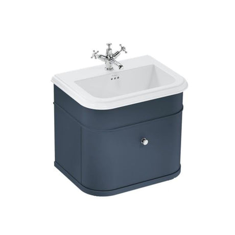 Burlington Wall Mounted Vanity Unit Blue / Ceramic Basin - 1 Tap Hole / Chrome Burlington Chalfont 650mm Wall Mounted Single Drawer Vanity Unit with Basin