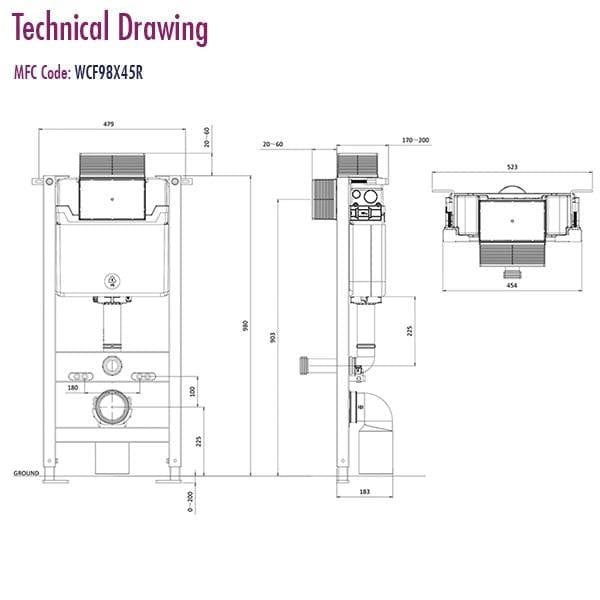 Crosswater Wall Hung WC Frame Crosswater Wall Hung Toilet Frame and Cistern