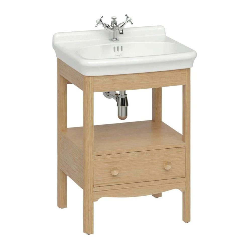 Burlington Floor Standing Vanity Unit Light Oak / 2 Hole Burlington Guild Floor Standing 620mm Vanity Unit with Basin