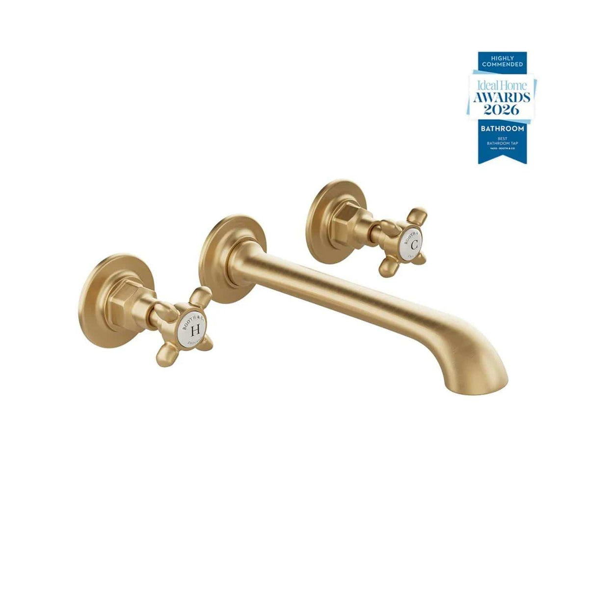 Vado Wall Mounted Basin Tap Booth & Co. Axbridge Wall Mounted Basin Mixer Tap with Crosshead Handles
