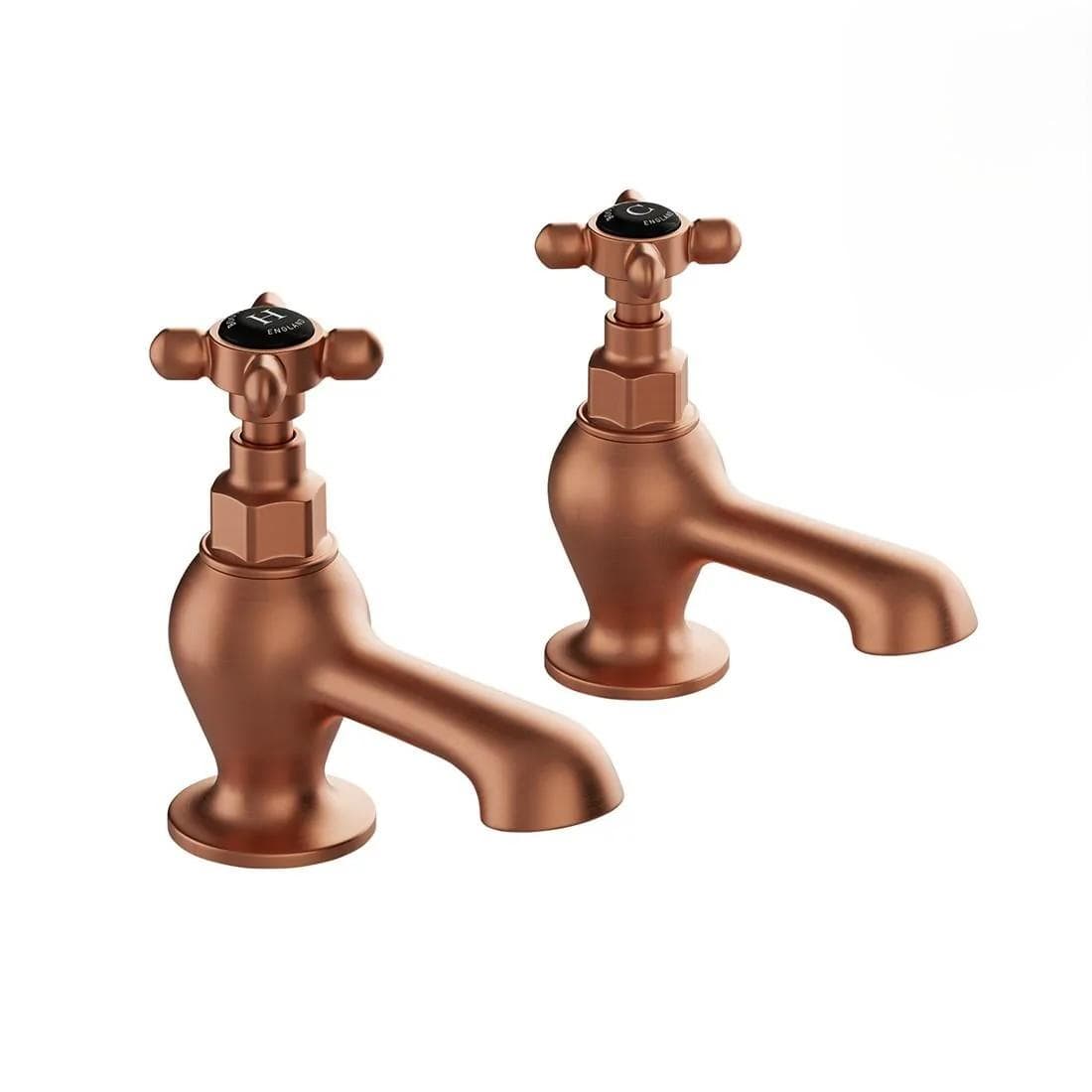Vado Pillar Bath Tap Brushed Bronze/Black Booth & Co. Axbridge Crosshead Bath Pillar Taps (Pair)