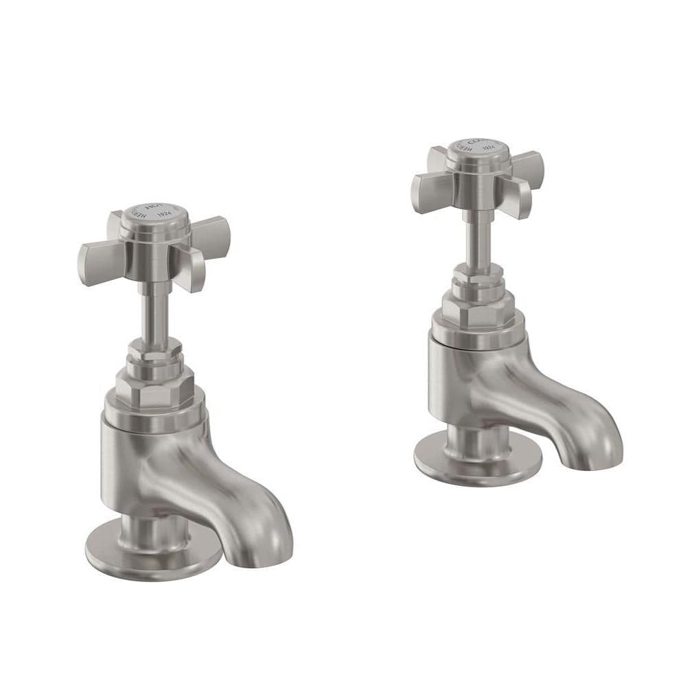 Heritage Pillar Basin Tap Brushed Nickel Heritage Dawlish Basin Pillar Taps (Pair)