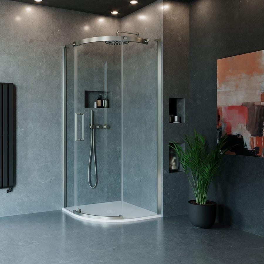 Crosswater Quadrant Shower Enclosure Brushed Stainless Steel / 900 x 900mm / Left Hand Crosswater Optix Single Door Quadrant Shower Enclosure