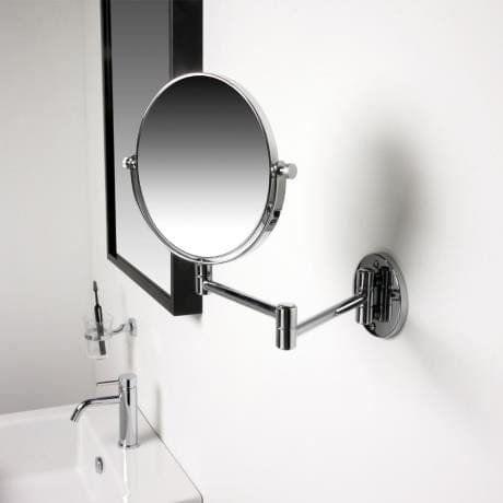 Miller Cosmetic and Shaving Mirror Chrome Miller Signature Wall Mounted Round Extendable Magnifying Mirror