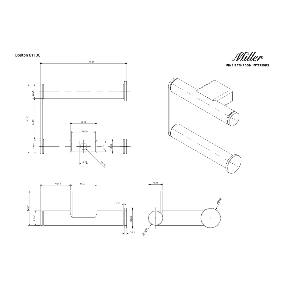 Miller Toilet Roll Holder Miller Boston Toilet Roll Holder in Chrome