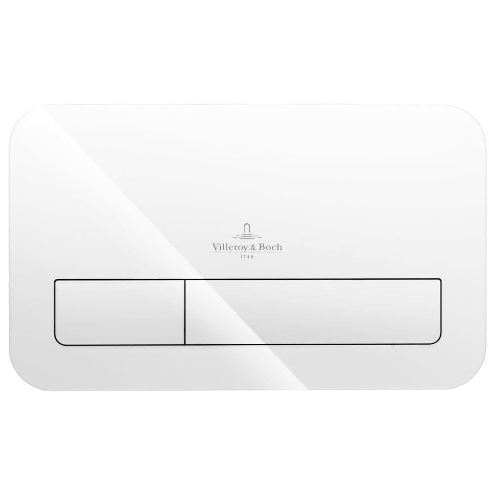 Villeroy and Boch Flush Plate Glossy White Villeroy & Boch ViConnect 200G Glass Toilet Flush Plate