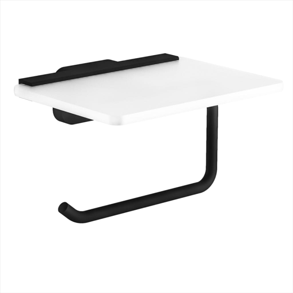 Eastbrook Toilet Roll Holder Matt Black Eastbrook Asti Toilet Roll Holder with Glass Shelf