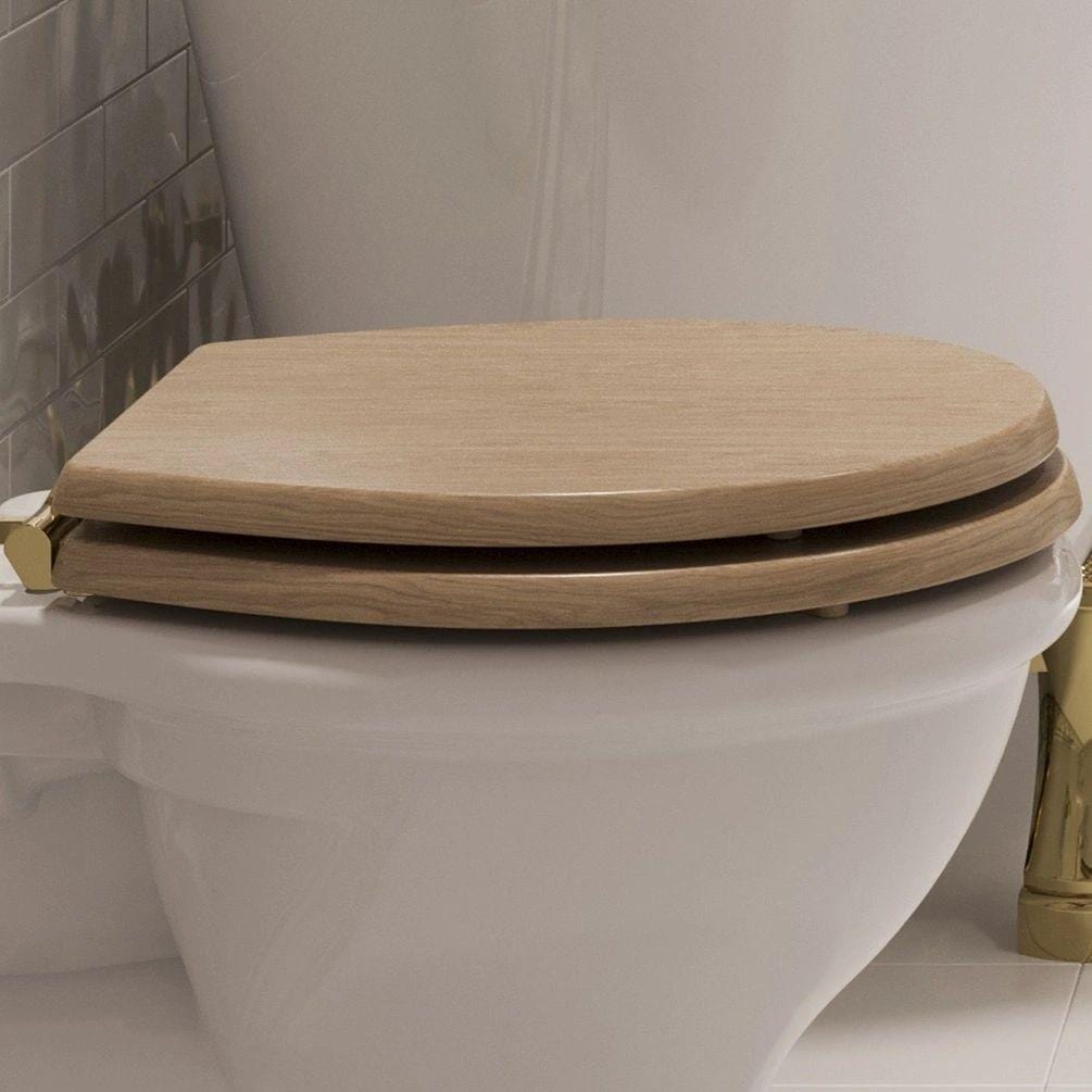 Burlington Toilet Seat Light Oak / Brushed Nickel Burlington Guild Close Toilet Seat