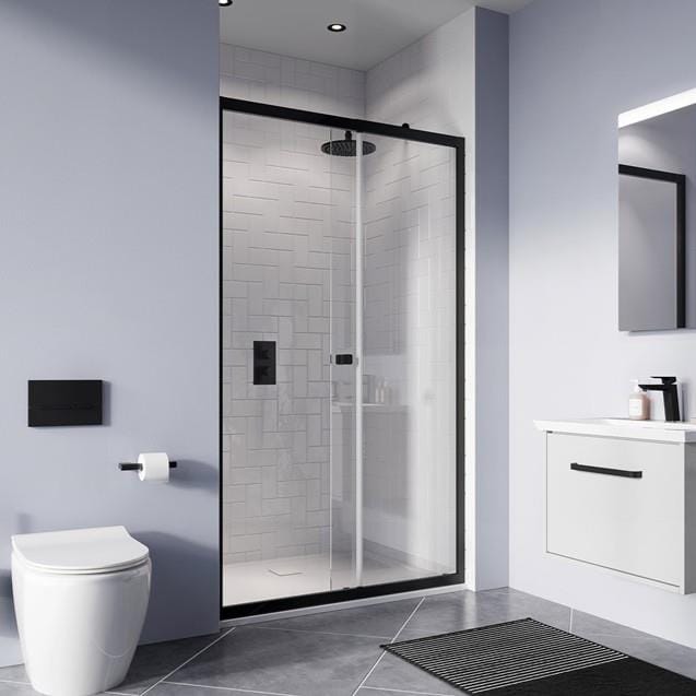 Crosswater Sliding Shower Door Matt Black / 1000mm Crosswater Clear 6 Single Sliding Shower Door