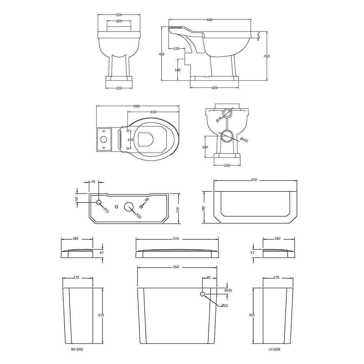 Aquarius Bathrooms Close Coupled Toilet Aquarius Harewood Traditional Close Coupled Toilet with Soft Close Seat