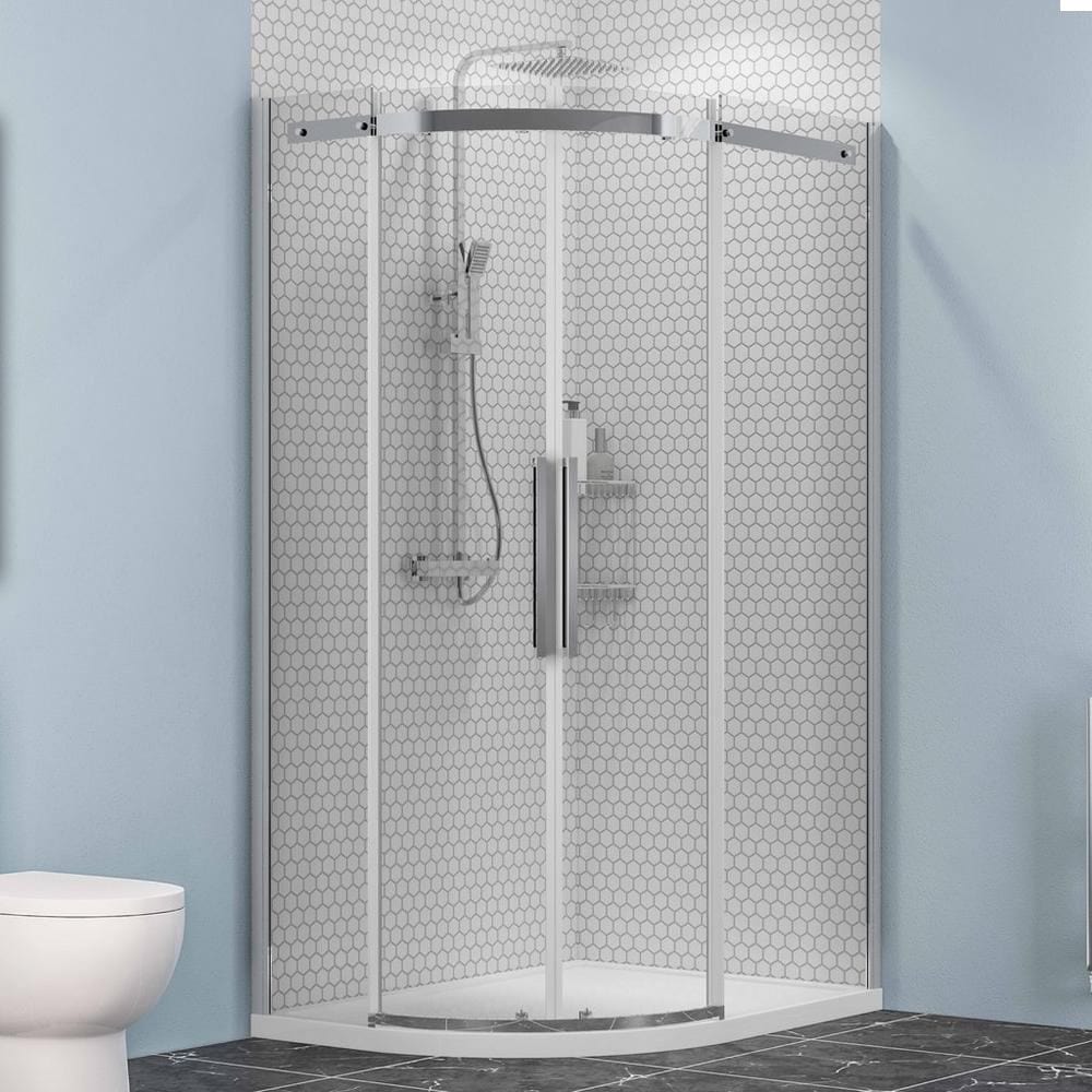 Eastbrook Quadrant Shower Enclosure Chrome / 1000 x 800mm / Left Handed Eastbrook Corniche 2000 8mm Quadrant Shower Enclosure