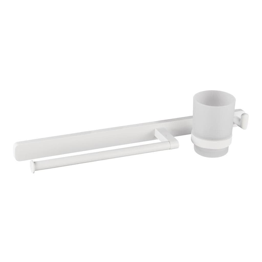 Eastbrook Towel Rails and Rings Matt White Eastbrook Asti Towel Rail with Hook and Tumbler Holder