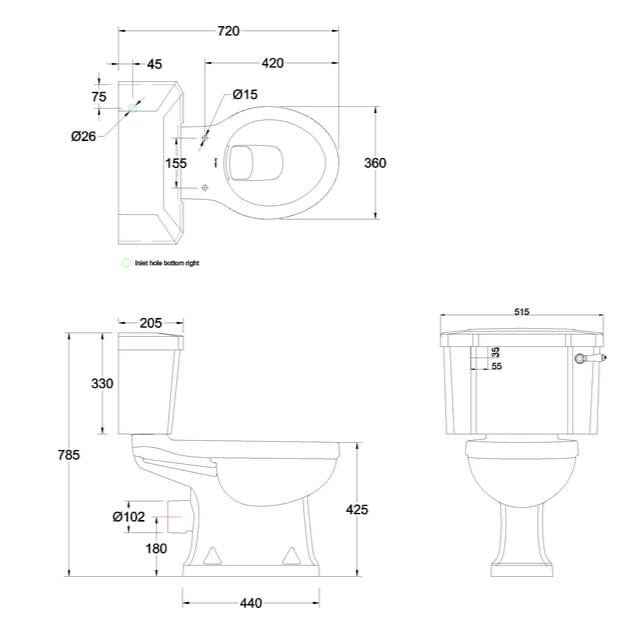 Burlington Close Coupled Toilet Burlington Traditional Rimless Close Coupled Toilet