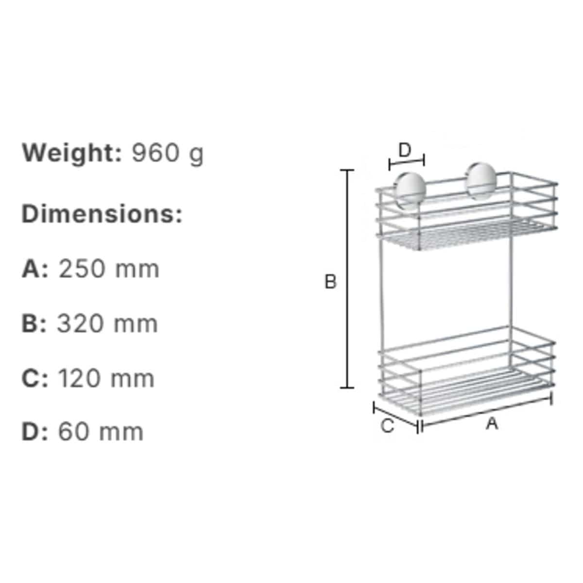 Smedbo Basket Smedbo Beslagsboden Frame Self-Adhesive Two Tier Shower Basket