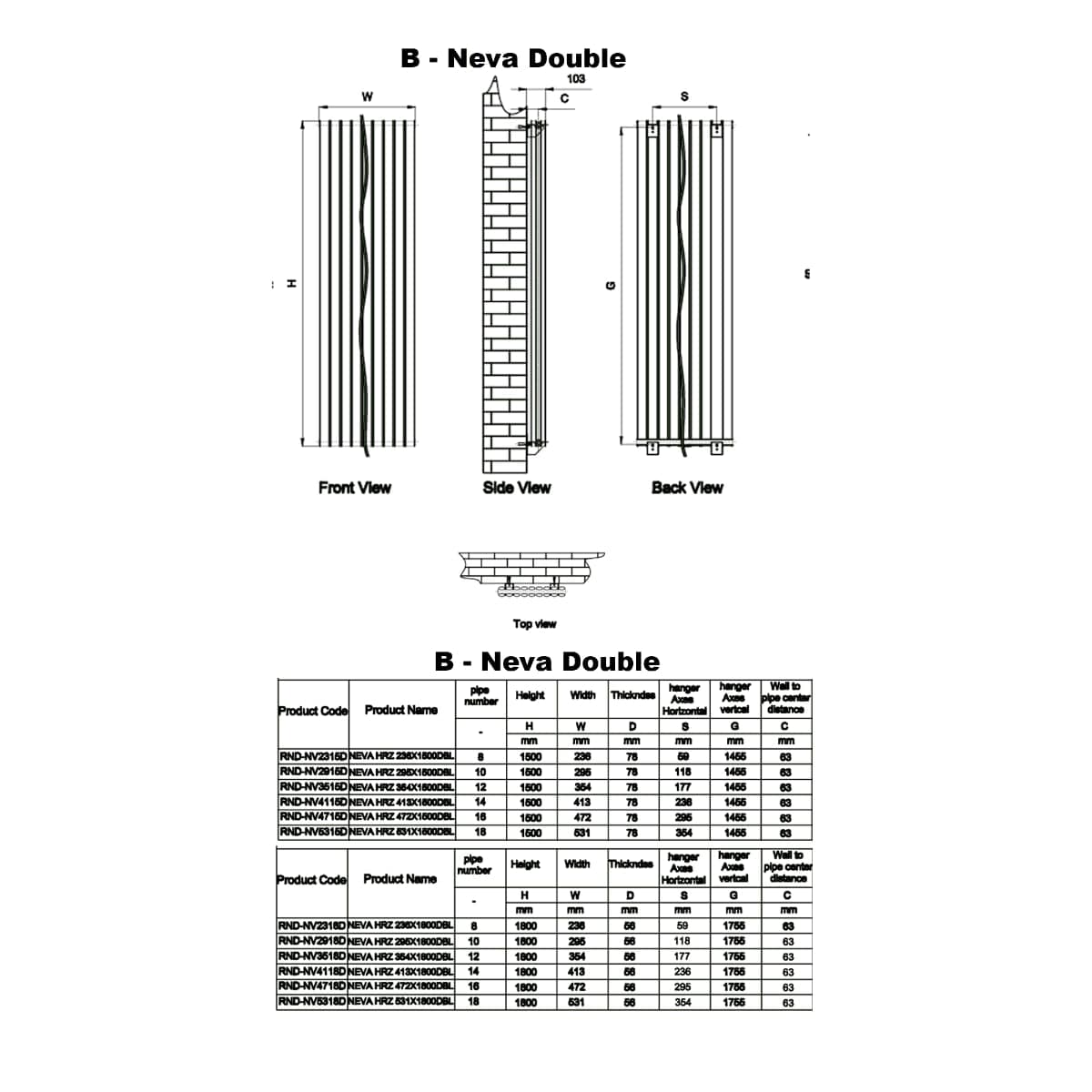 Reina Panel Radiator Reina Neva Vertical Double Panel Central Heating Radiator