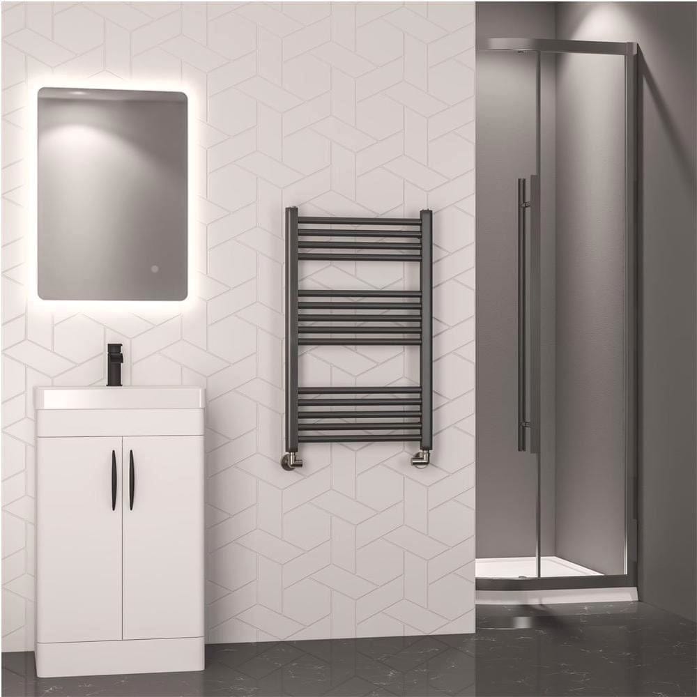 Eastbrook Ladder Rail 800 x 500mm / Dual Fuel Eastbrook Wendover Straight Heated Towel Rail in Brushed Gunmetal