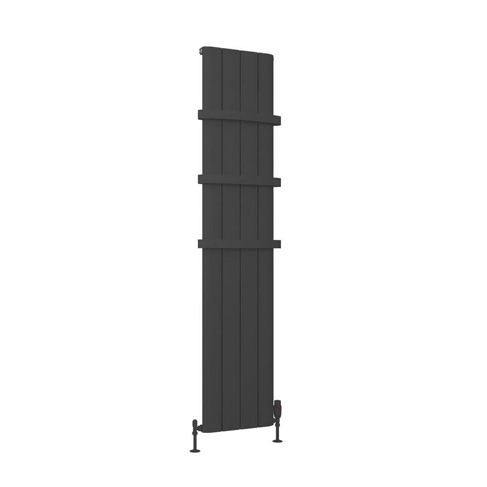 Eastbrook Panel Radiator Eastbrook Peretti Straight Vertical Aluminium Radiator in Matt Black