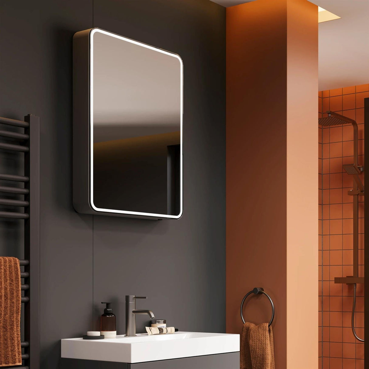 HiB Mirrored Cabinet HiB Cayla Slim LED Mirror Cabinet