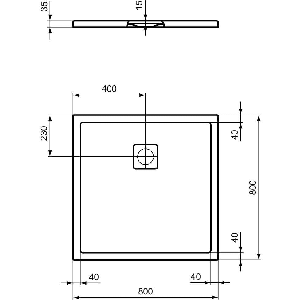 Ideal Standard Rectangle Shower Tray Ideal Standard Ultra Flat EVO 35mm Shower Tray in Silk White with Waste