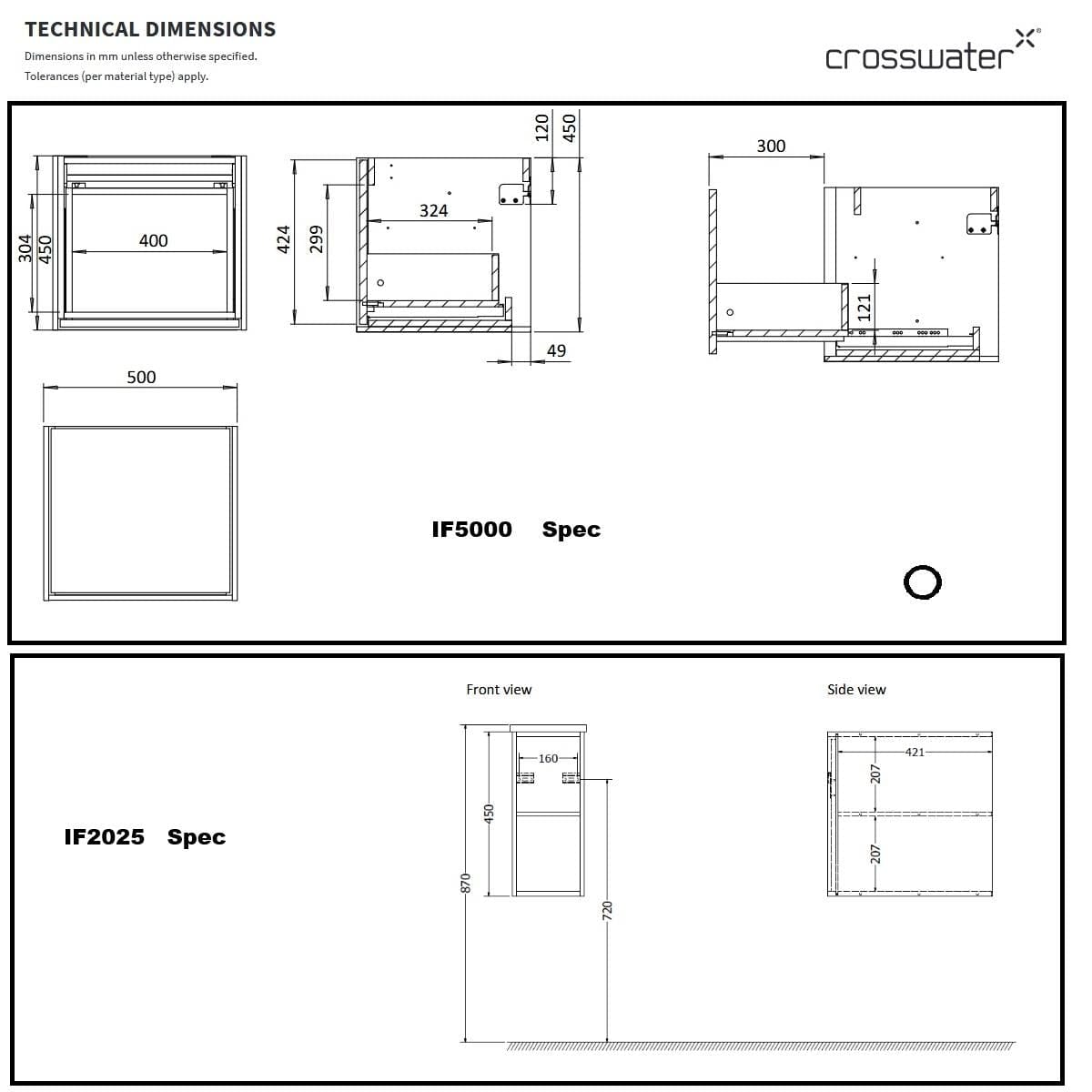 Crosswater Infinity Wall Mounted Vanity Unit with Basin