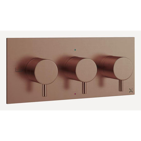 Crosswater Concealed Shower Valve Brushed Bronze Crosswater MPRO 3 Outlet, 3 Handle Horizontal Concealed Thermostatic Shower Valve